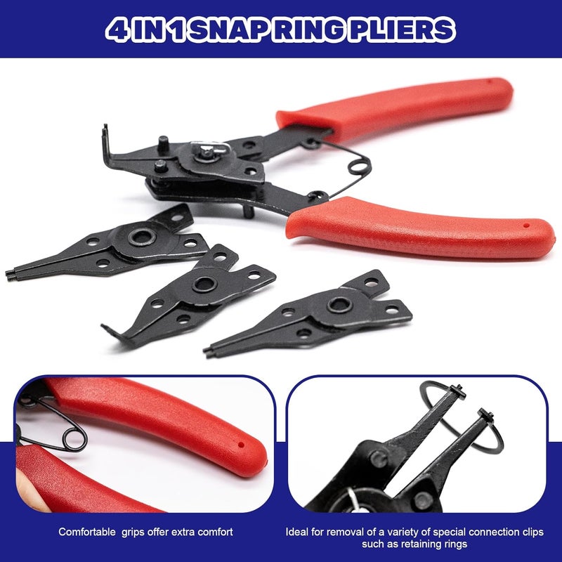 Waltool 870Pcs Alloy Steel M4-M28 C-Clip External Circlip Snap Rings and 1.5mm-10mm E-Clip Retaining Rings with Snap Ring Pliers for Automobiles Motorcycle Lawnmowers Electrical Appliances - Image 5